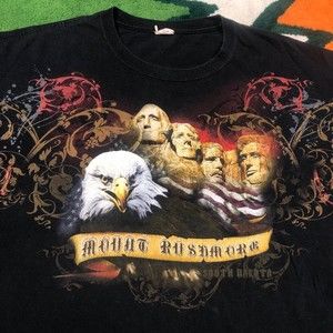 Mount Rushmore South Dakota 90s Vintage T-Shirt Men's XL Bald Eagle Double Sided